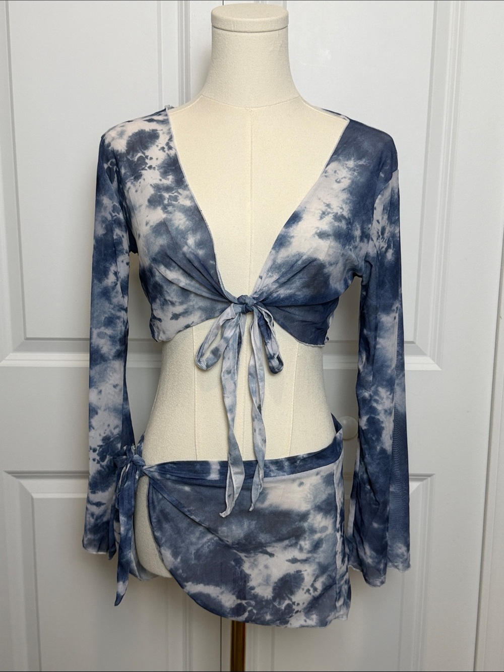 🦋 Blue Tie-Dye Mesh Cover-up Set Small